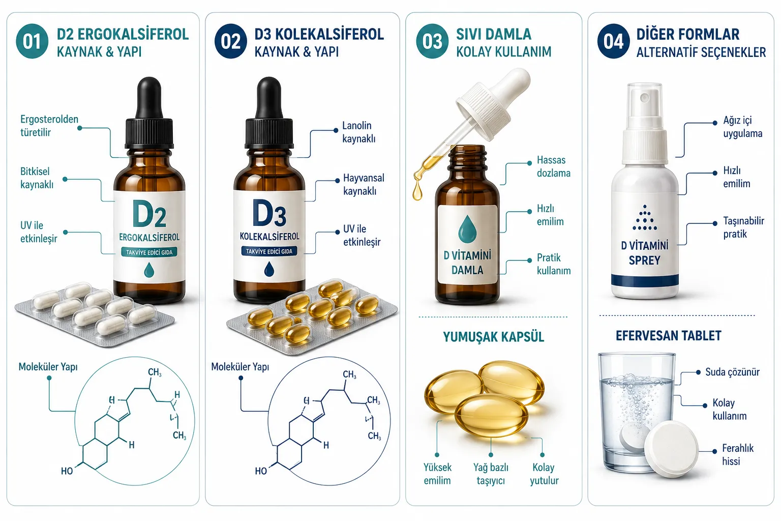 Türkiye'deki En Yaygın D Vitamini İlaç İsimleri ve Takviye Markaları