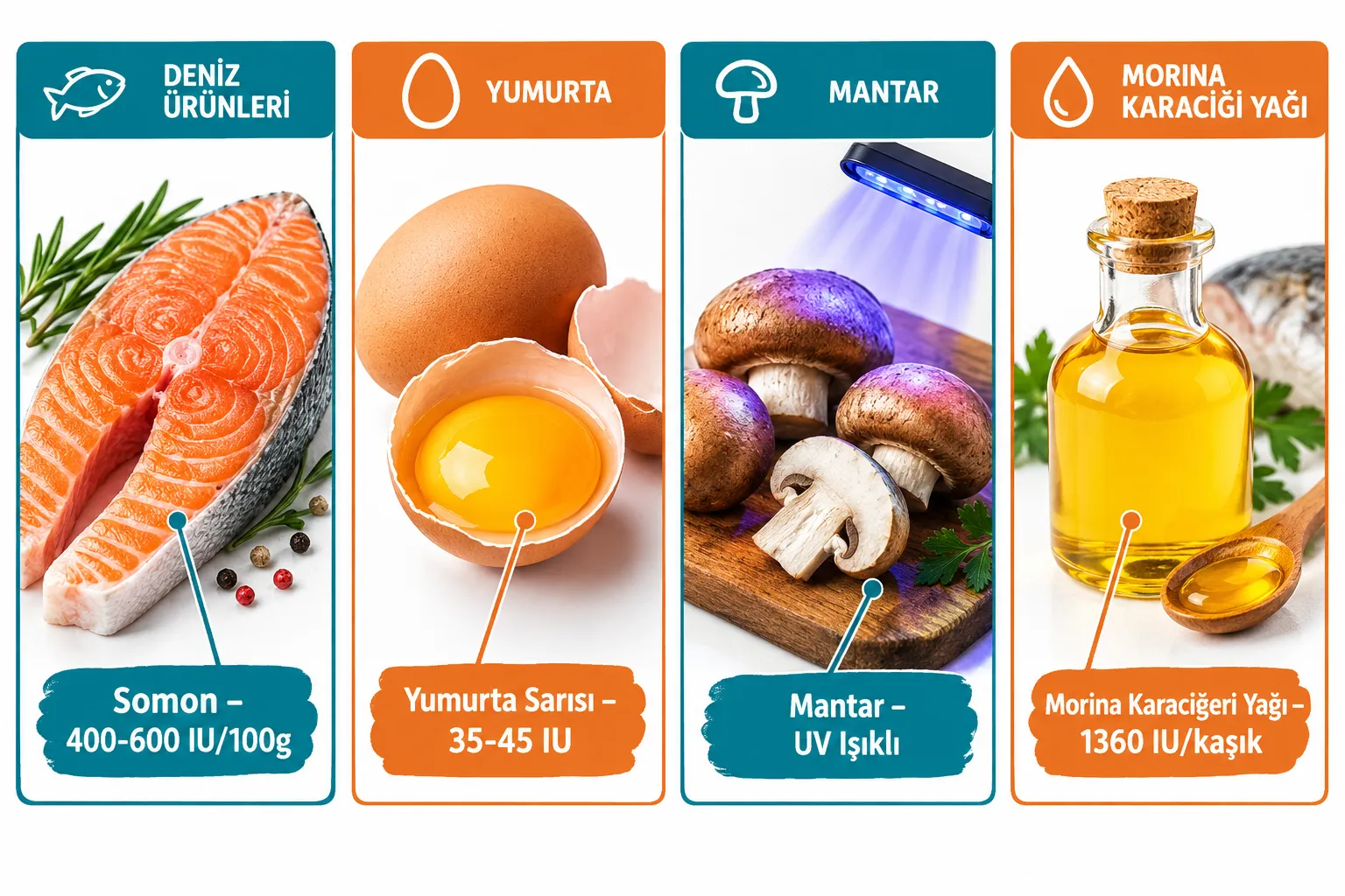 D Vitaminini Yükselten Yiyecekler Nelerdir: En Zengin Kaynaklar